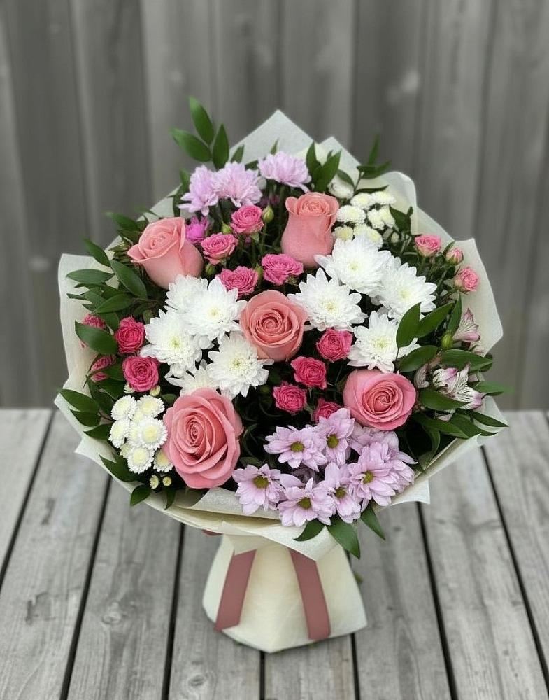 Букет цветов из: Альстромерии, Гвоздики, Розы и Хризантемы в Чамзинке