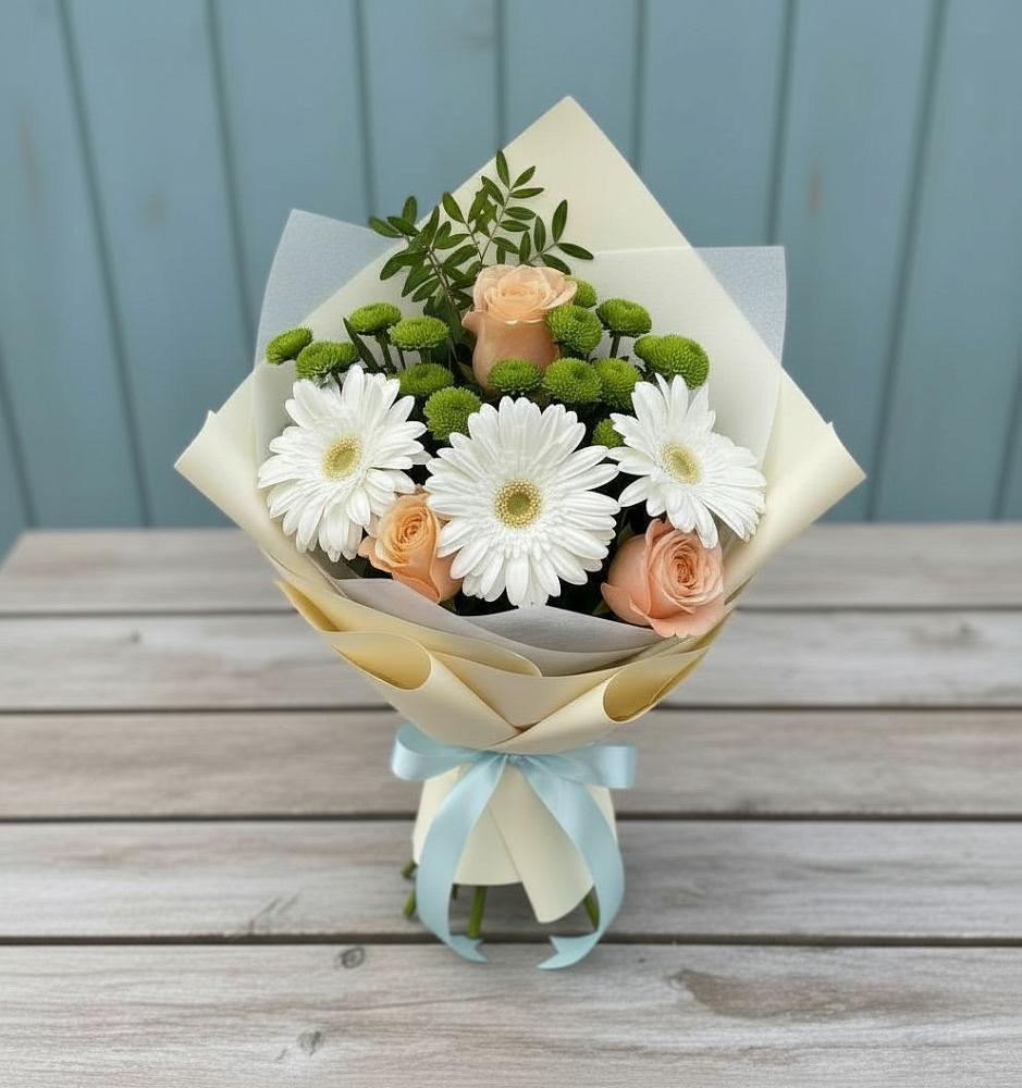 Букет цветов из: Герберы, Розы и Хризантемы в Чамзинке