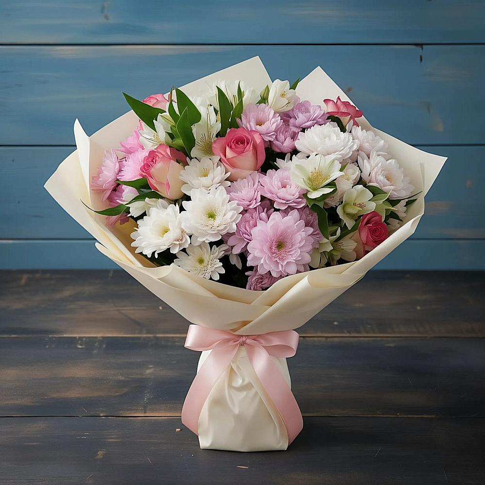 Букет цветов из: Хризантемы, Альстромерии и Розы в Чамзинке